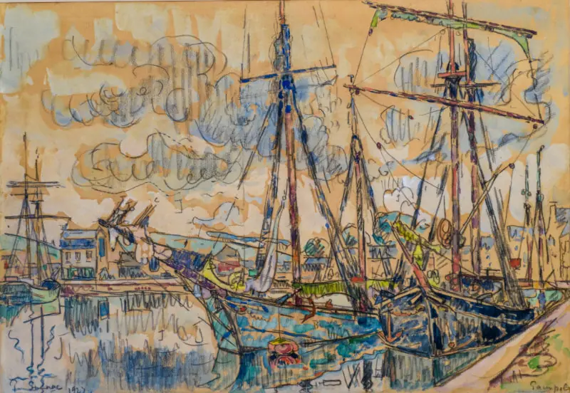 Aquarelle et crayon "Paimpol" par Paul Signac