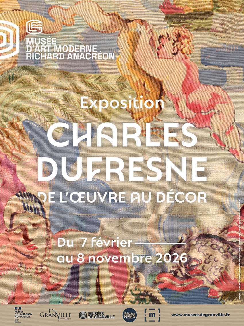 Affiche de l'exposition "Charles Dufresne, de l'oeuvre au décor"